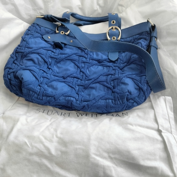 Stuart weitzman  blue leather and embroidered  hobo luxury bag - Picture 5 of 16